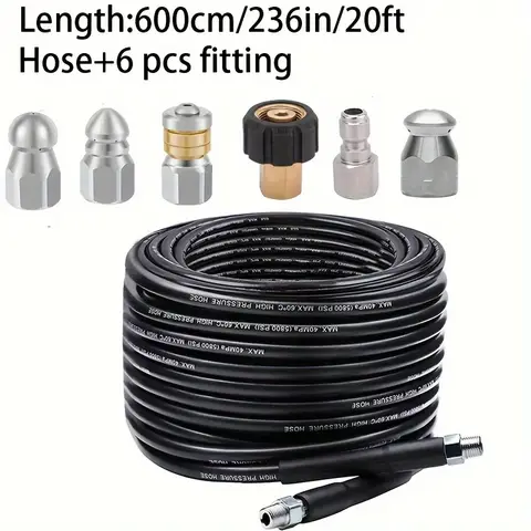 드레인 클리너 키트 5800PSI 고압 회전 노즐 및 호스, 배관공 주택 소유자를위한 막힌 배수 도구 DIY 선물