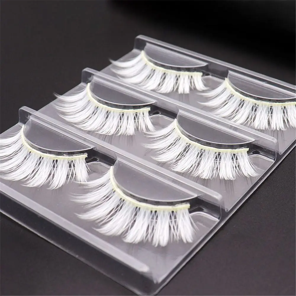 Ferramentas de maquiagem dos olhos halloween cílios brancos masquerade festa natural olhar cílios postiços reutilizáveis cosplay cílios brancos