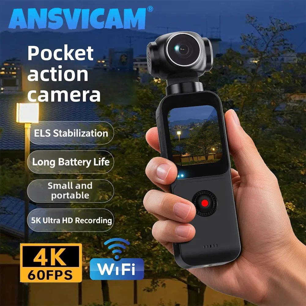 ansvicam-videocamera-d'azione-5k-anti-shake-videocamera-tascabile-per-vlogging-270-°-videocamera-digitale-sportiva-portatile-4k-60fps-con-rotazione-automatica