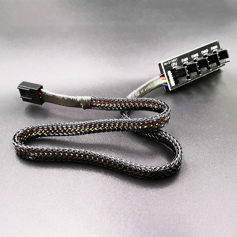 5 Port 40cm 1 To 5 4-pins PWM Fan CPU Hub Computer PC Case Chasis Cooler Power Extension Cable Splitter Adapter Controller