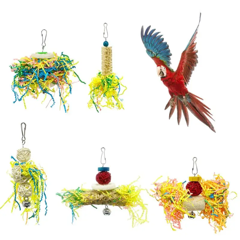 D0AD 5 Piece Small Parrot Chewing Rattan Ball Foraging Toy for Lovebird