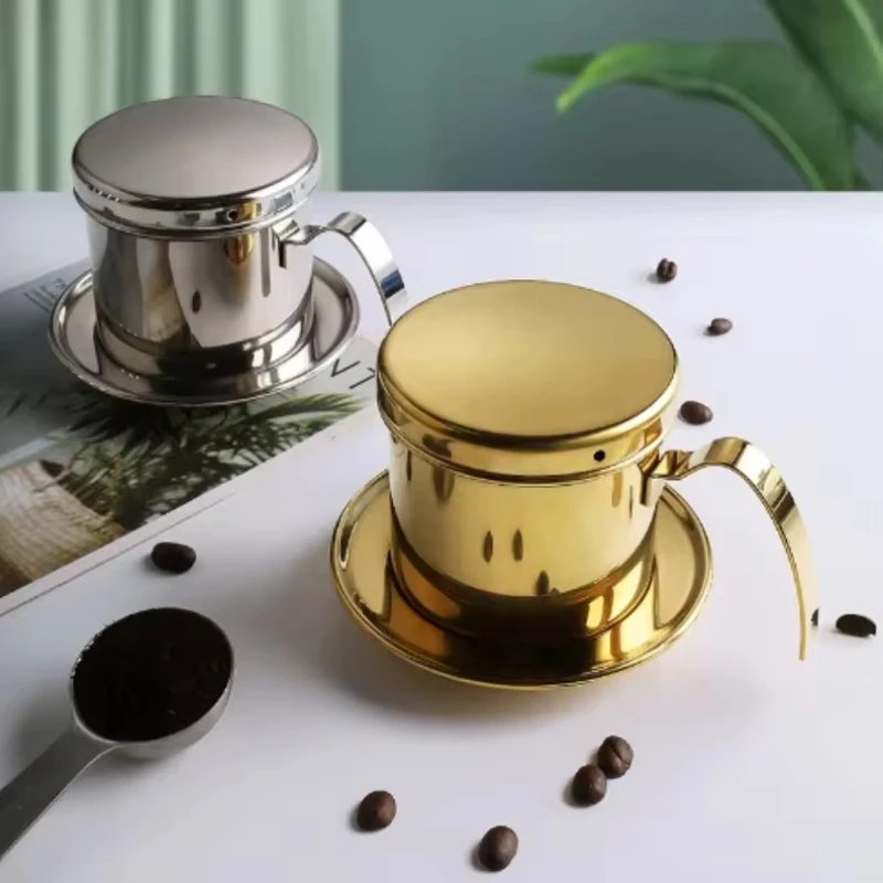 القهوة اليد تخمير وعاء الفيتنامية وعاء 304 الفولاذ المقاوم للصدأ القهوة بالتنقيط تصفية كوب تصفية بالتنقيط تصفية مكتب القهوة تخمير أداة #5