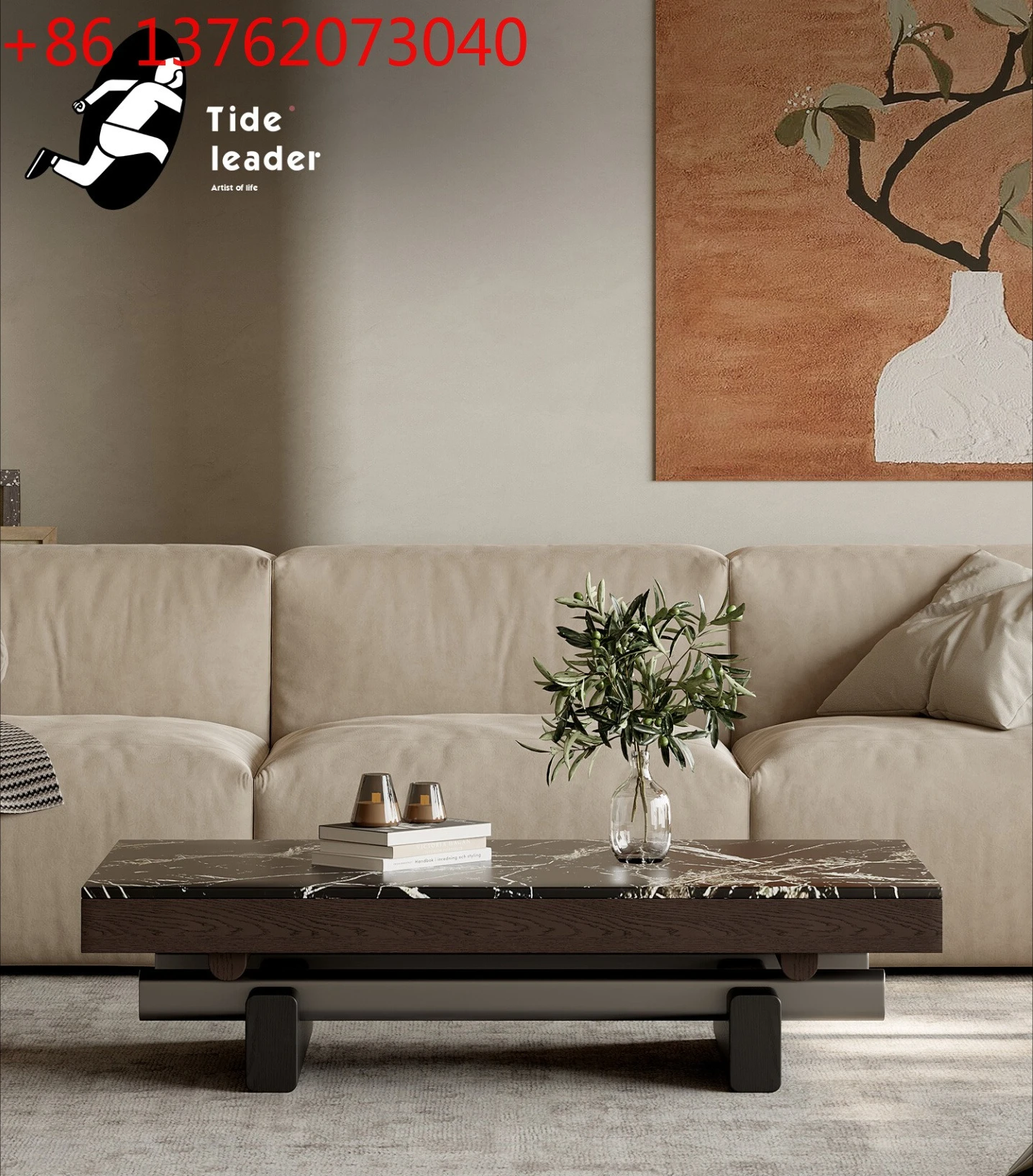 Italian minimalist designer coffee table living room home light luxury rectangular coffee table