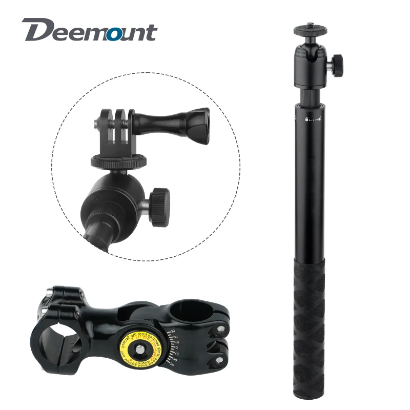 5 Sections Telescopic Monopod Selfie Stick Kit Bicycle Motorcycle Handlebar Mount 27-113cm Length Adjustable Bicycle Accessories