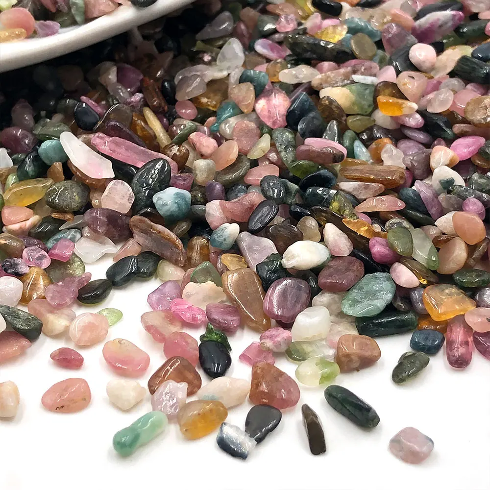 100g Bulk Natural Stone Colorful Tourmaline Chip Gravel Quartz Crystals Stone Reiki Gemstones Aquarium Chakra Home Decoration