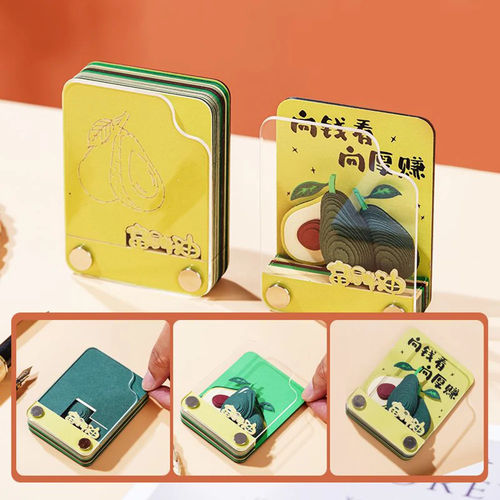 3D Architectural Paper Carving Sticky Notes Refrigerator Magnet Memo Pad Creative Tabletop Ornament Friend Gift Fridge Magnets