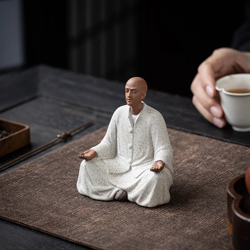 Creative Little Monk Ceramic Figure Statue, Simplicity, Household, Zen, Study, Tea Room, Tea, Desktop Decoration, Crafts, New