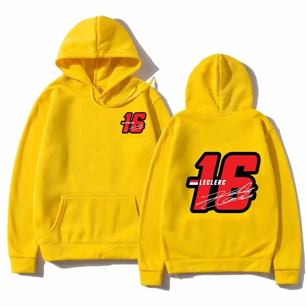 Fashion Hoodies Graphic Sweatshirts Loose Drawstring Number 16 Charles Leclerc Racer Printed Hooded Pullover Unisex Tops