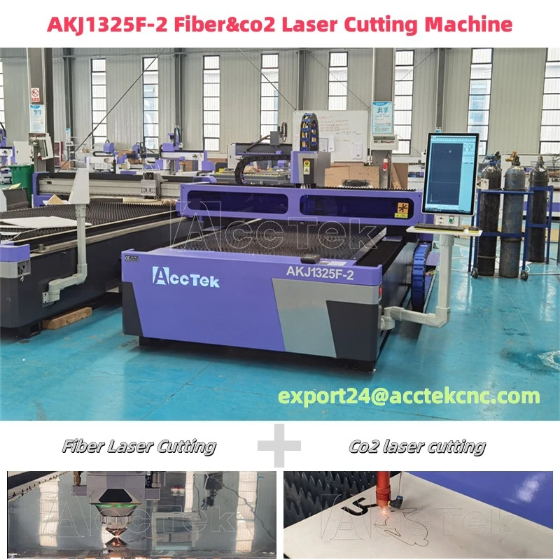 Macchina da taglio laser mix di buona qualità 1325 Taglierina laser per metallo per acciaio al carbonio Acciaio inossidabile Legno con sorgente laser in fibra e co2