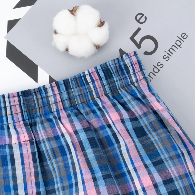 3/6 Pcs Mens Underwear Boxers Shorts Casual 100% Cotton Sleep Underpants Plaid Loose Comfortable Homewear Striped  Panties