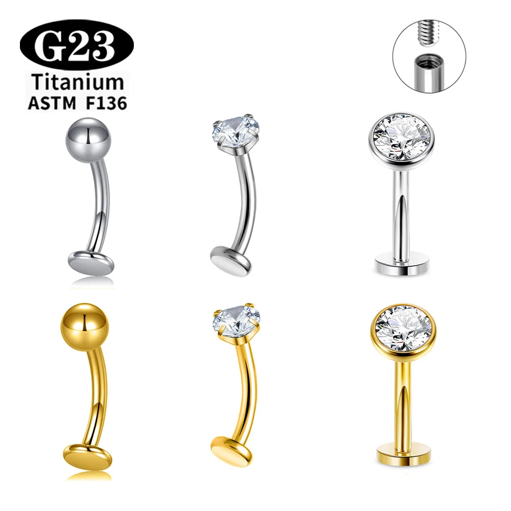 ASTM F136 G23 Titan Bauchnabelpiercing Körperschmuck mit Innengewinde und Zirkonia, 14G 8mm 10mm 12mm 14mm 16mm – Detail 3