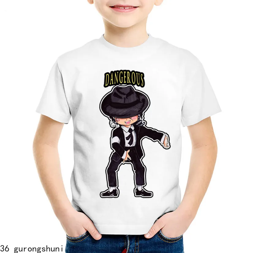 Desenhos animados de Michael Jackson infantil, tops engraçados de rock n roll, bebês meninos e meninas, roupas casuais, presente engraçado, verão, 2024