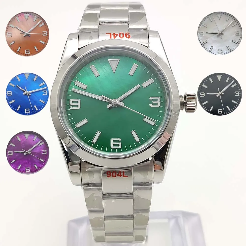 

Автоматические механические часы 36 и 39 мм, наручные часы унисекс для пар, стильные перламутровые циферблаты, часы NH35