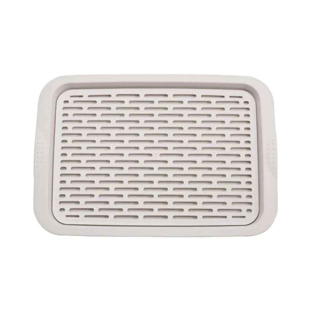 2 Tier Dish Rack Extra Large Drain Tray for Kitchen Counter Space Saving 41 x 27.5 x 2 cm BPA Free PP Material