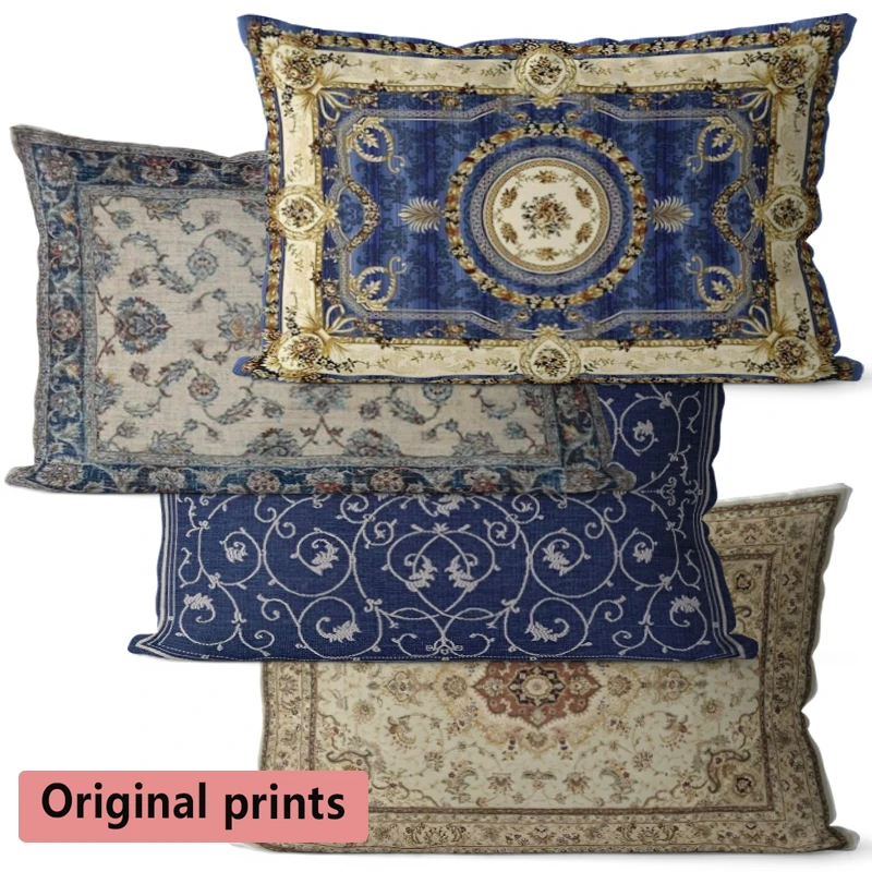 Imagen 6: Fundas de cojín vintage con diseño floral persa, adecuadas para sofá, dormitorio, coche, cojín rectangular, cojín para la espalda