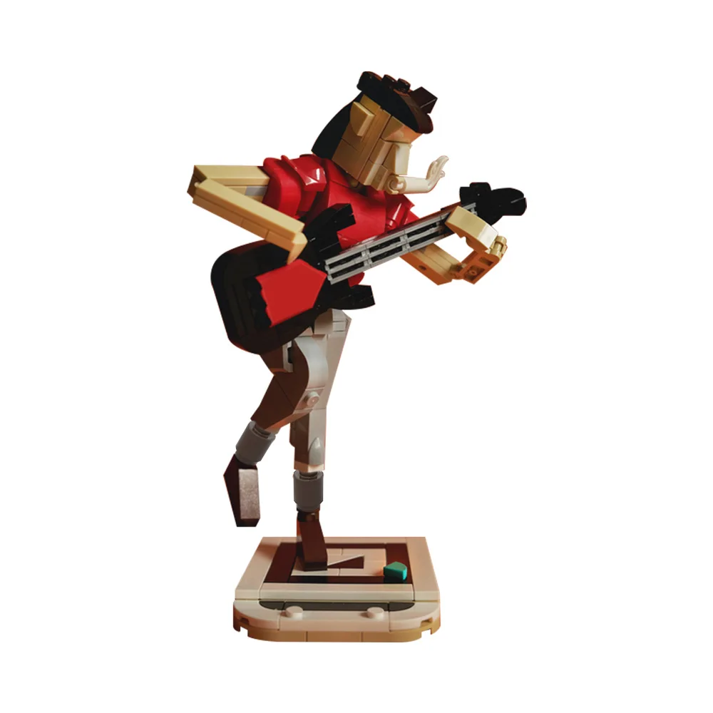 Gobricks MOC Lead Guitarist Bricks Model Solo Guitar Building Blocks Magic of Music Jazz Swing Guitar Band Member Toys Gift