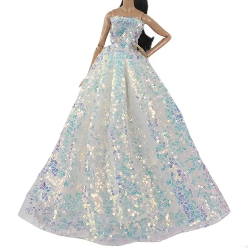 Display Doll Dress for 30 Dolls, Reflective Full Gown Accessory with Light Catching Finish for Styling and Photos