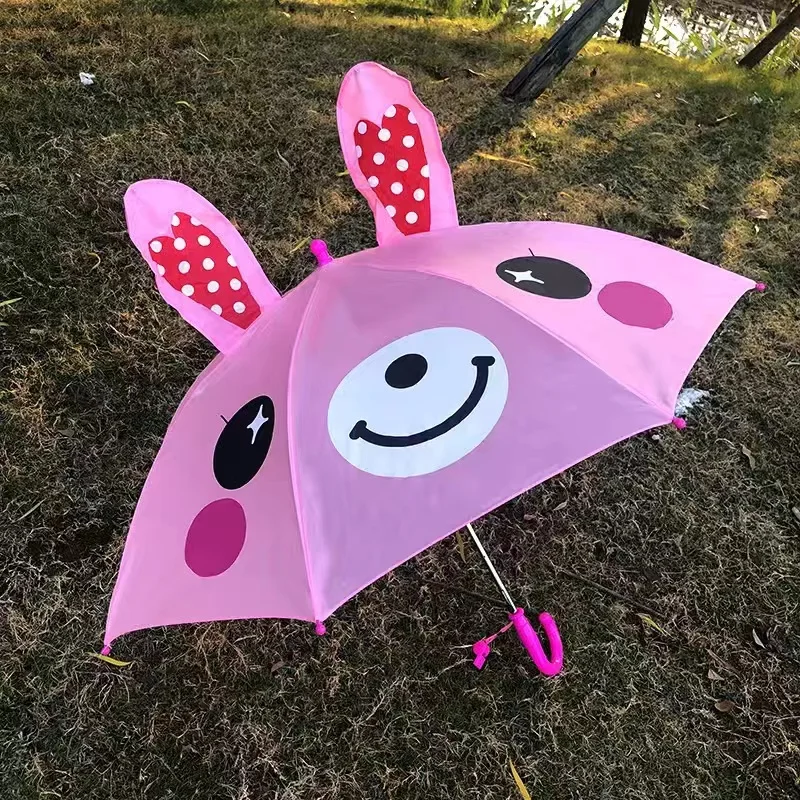 1PCS Cartoon Kids Umbrella Creativ Animation Long-handled 3D Ear Modeling Kids Umbrella For Girls Boys Gift Birthday Dropshippin