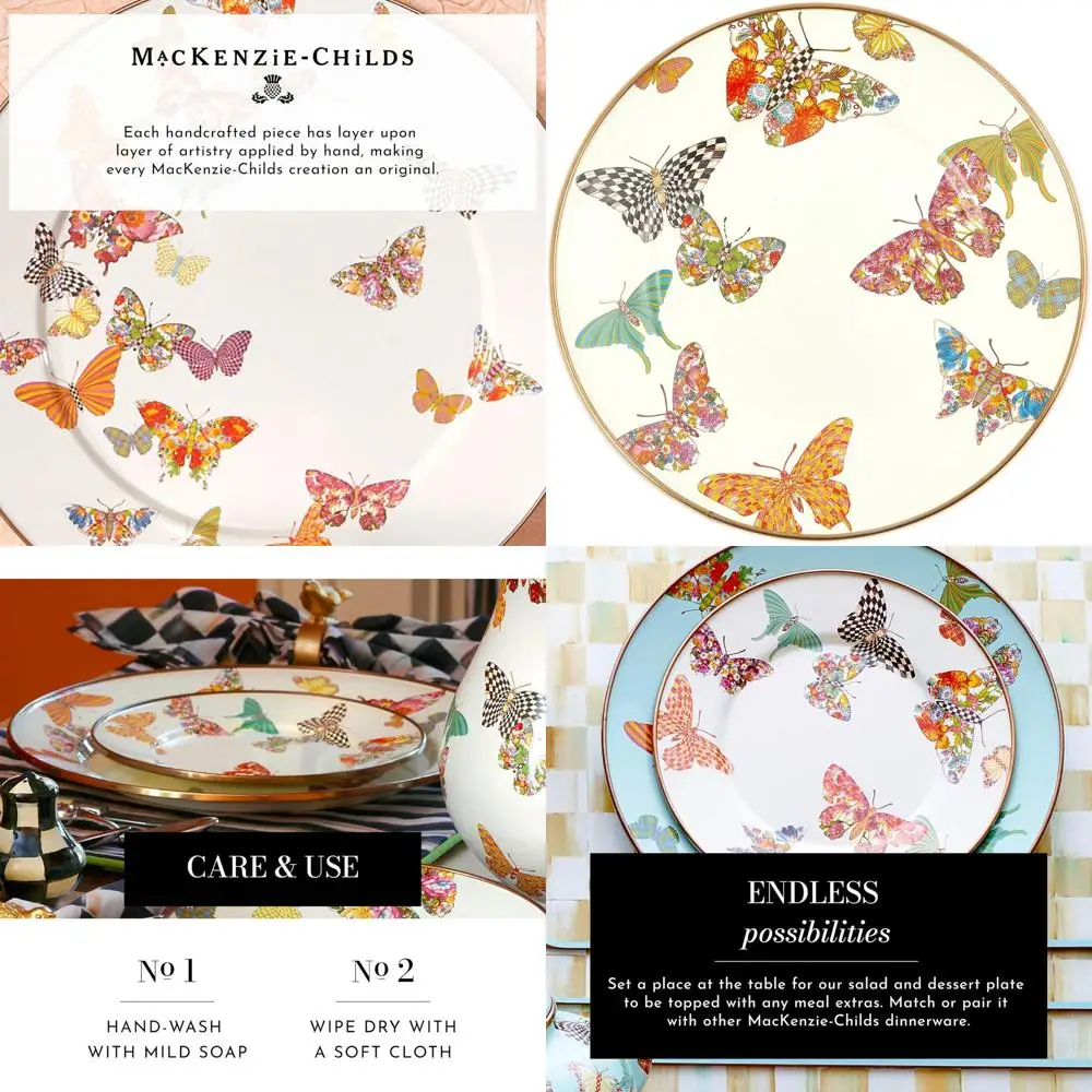 

Butterfly Garden 8 Small Dessert Plate for Sweet Treats or Appetizers