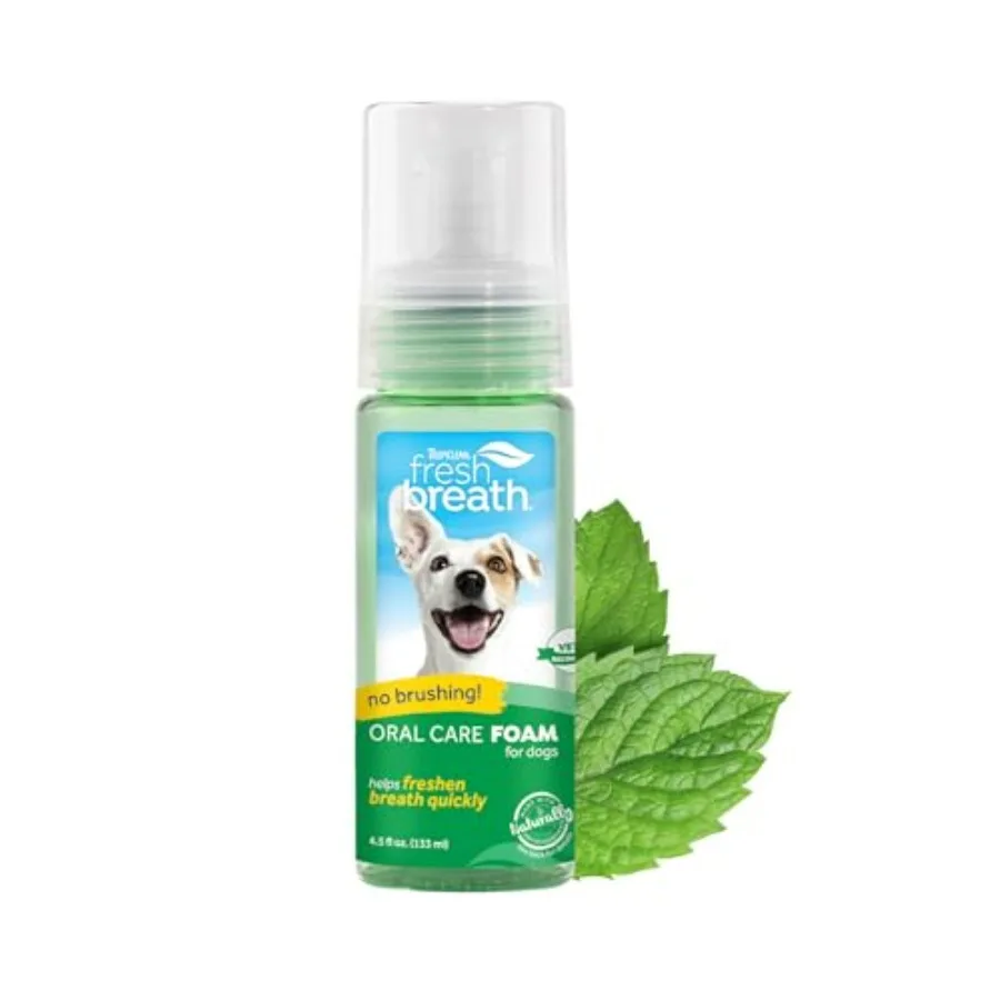 

Fresh Breath Dental Foam Spray for Dogs and Cats Quick Breath Freshener and Teeth Cleaning Solution Made in The USA 4.5oz