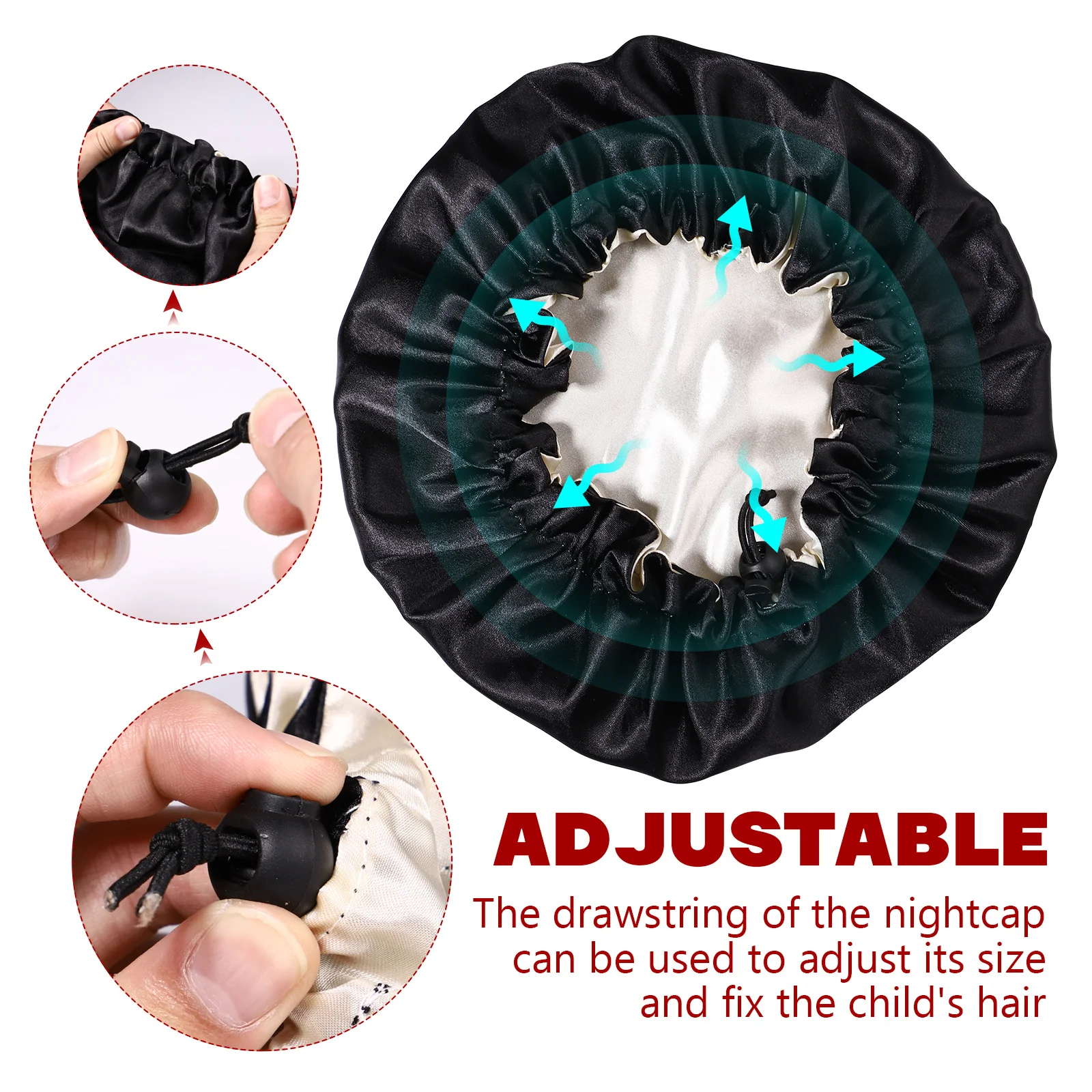 Double Layer Satin Sleep Cap Elastic Adjustable Hair Bonnet For Night Use Washing Shower Sleeping For