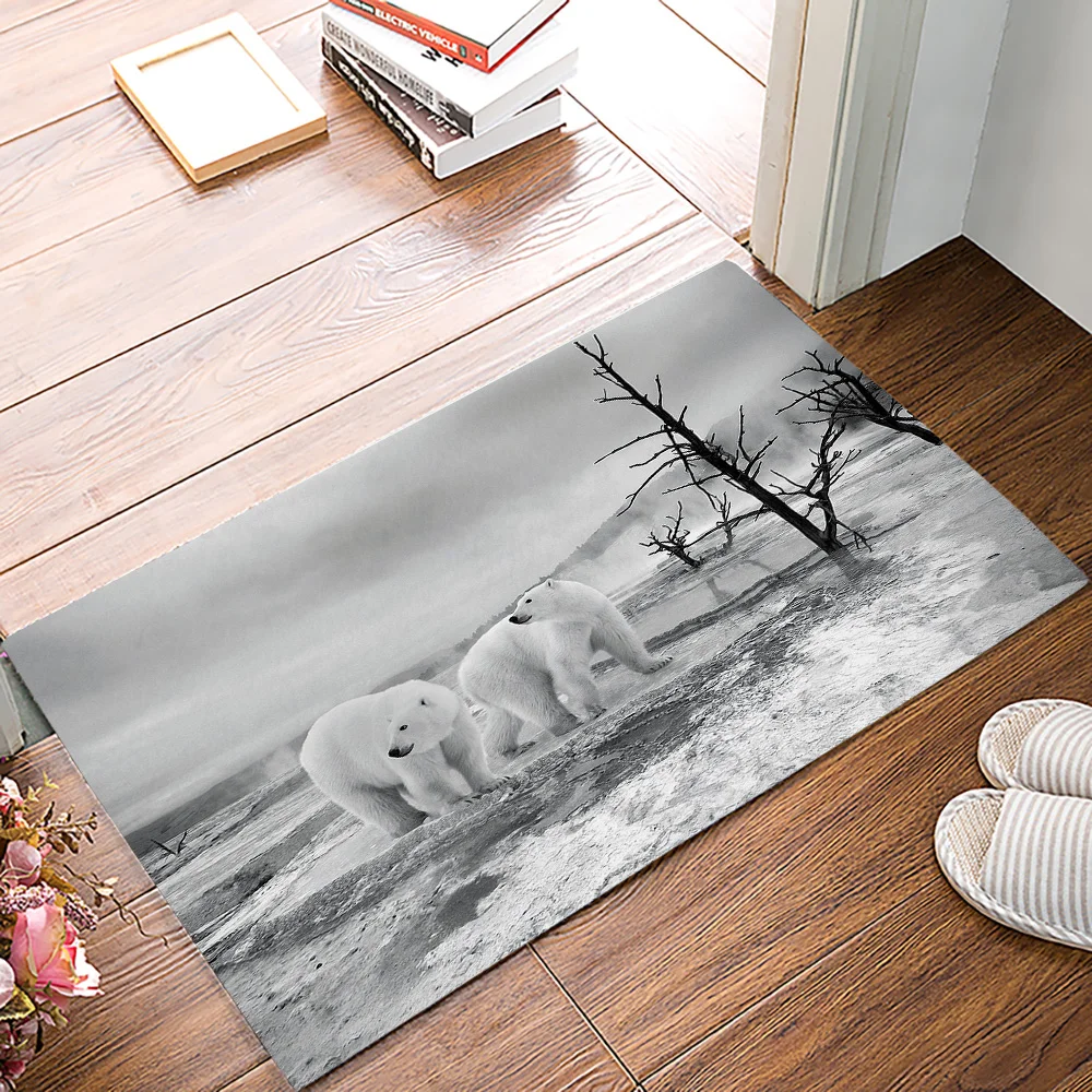 Polar Bear Modern Kitchen Mat Home Entrance Doormat Hallway Bathroom Living Room Anti-Slip Floor Carpet