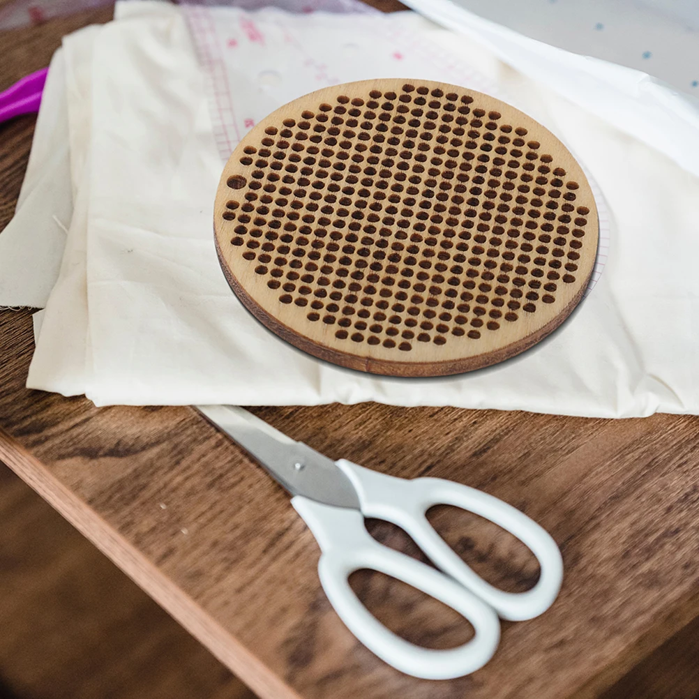 

6Pcs Mini Cross-Stitch Wood Chips Unique Design Smooth Durable Ornament Blanks DIY Gift Plate Handmade Craft Supplies