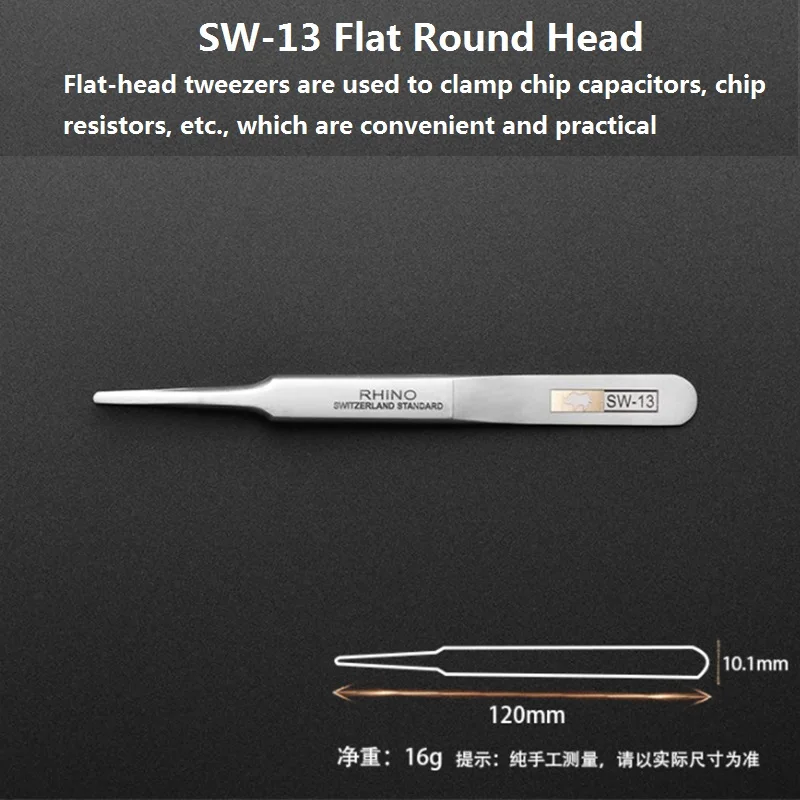 Japanese Rhino SW Series Tweezers Anti-Magnetic Anti-Acid High Hardness Straight Elbow Tweezer For Repair Mobile Phone Watch