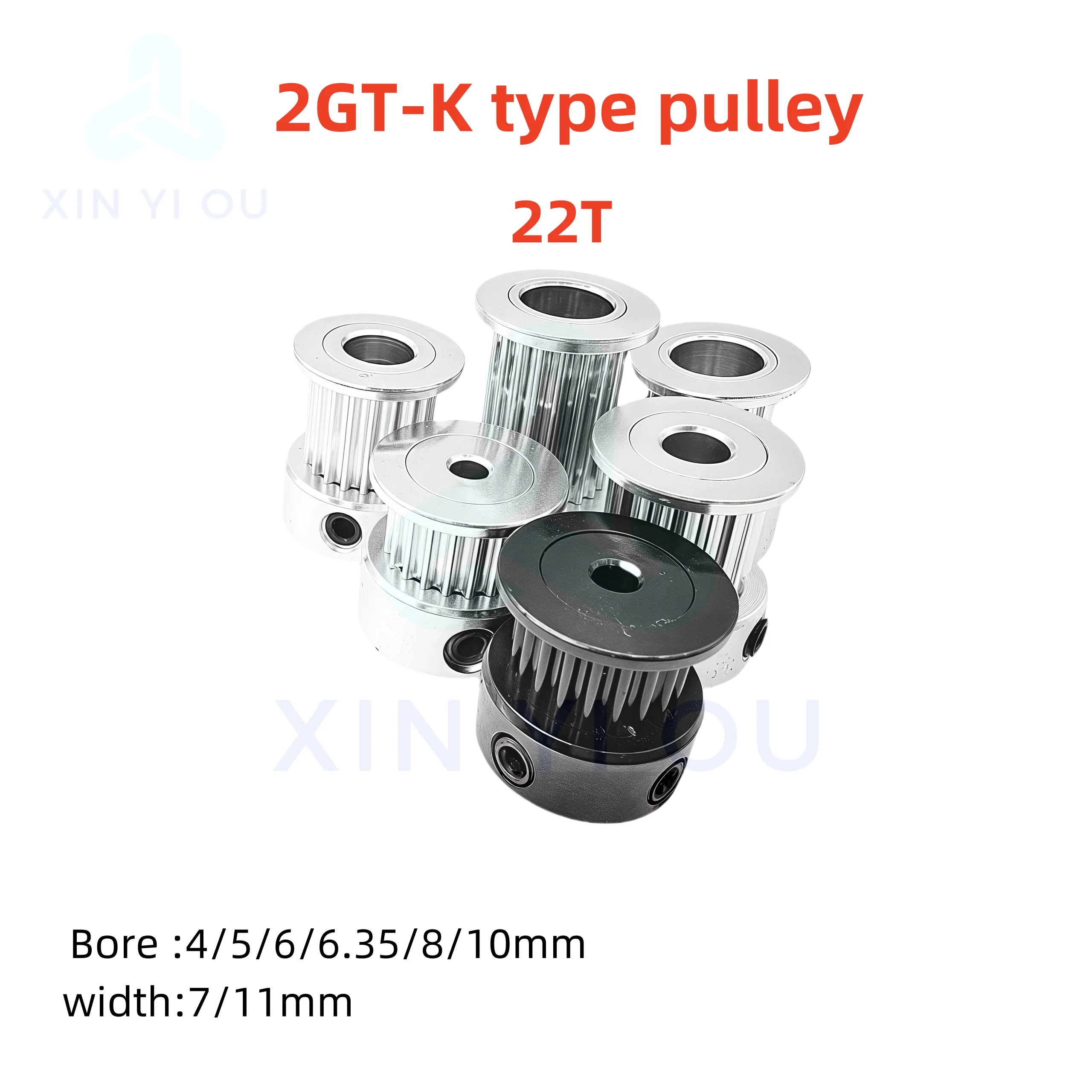 

2GT synchronous pulley GT2 pulley K-type 22teeth Tooth width 7/11mm, inner hole 8mm, key 3