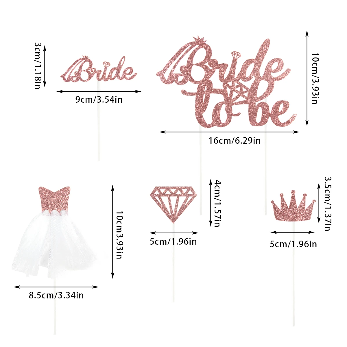 Rose Gold Glitter Bride To Be Cake Decor Hen Party Acrylic Cupcake Toppers Dessert Decor Wedding Bridal Shower Party Supplies