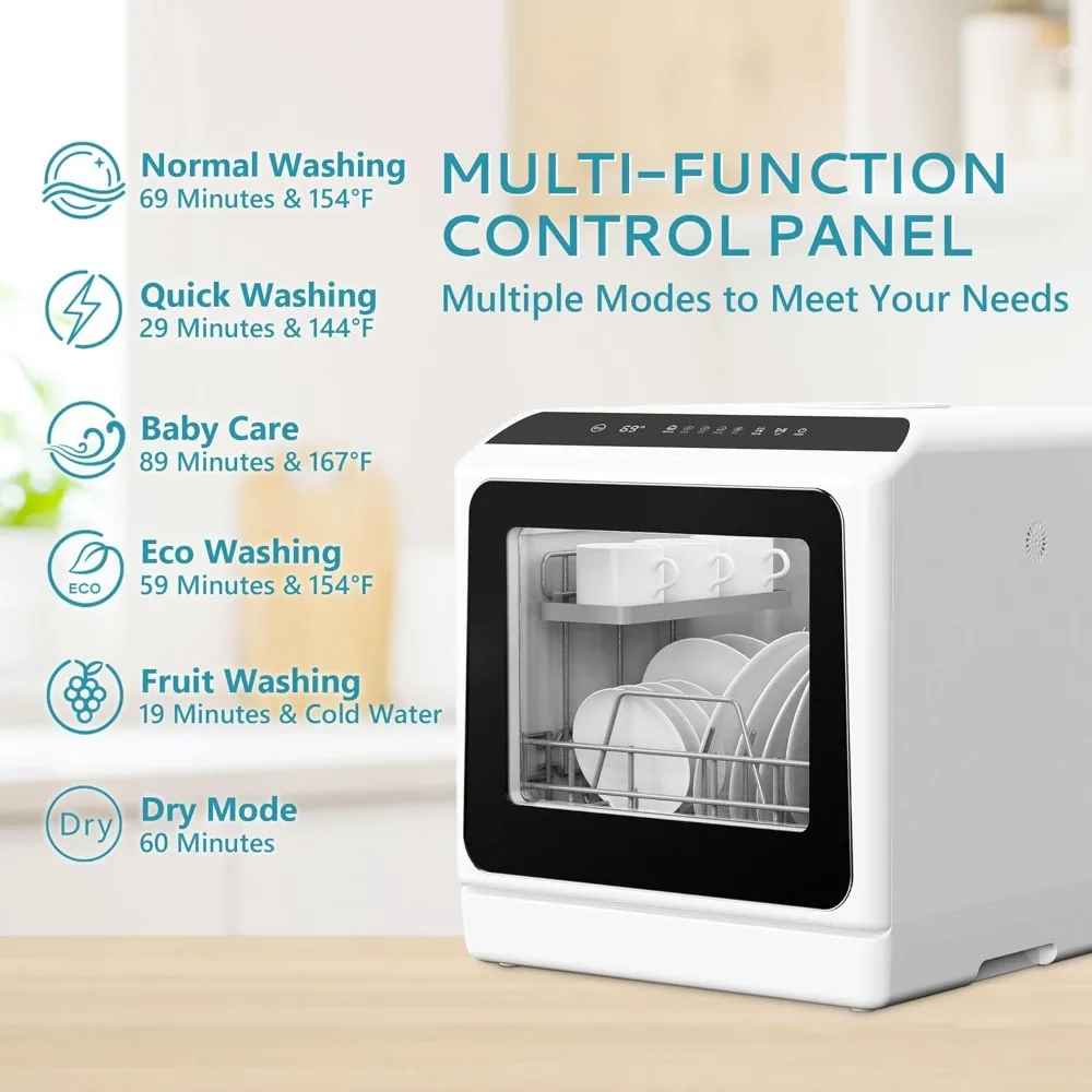 水タンク内蔵のミニ食器洗い機,5リットルのポータブルコンパクト食器洗い機,アパートとRV用,6つのプログラム