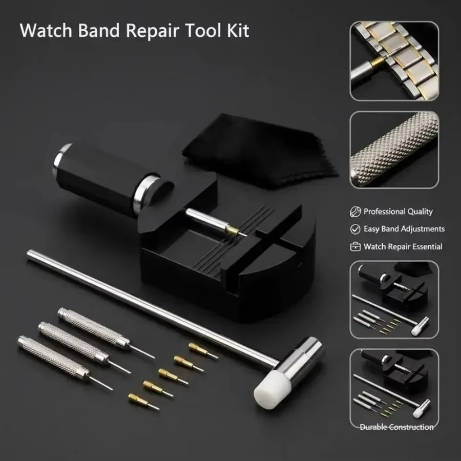 Kit d'outils de démontage de bracelet de montre, ensemble de réparation pour l'élimination des maillons et des goupilles, cadeau idéal pour l'ajustement et la réparation de bracelets de montre