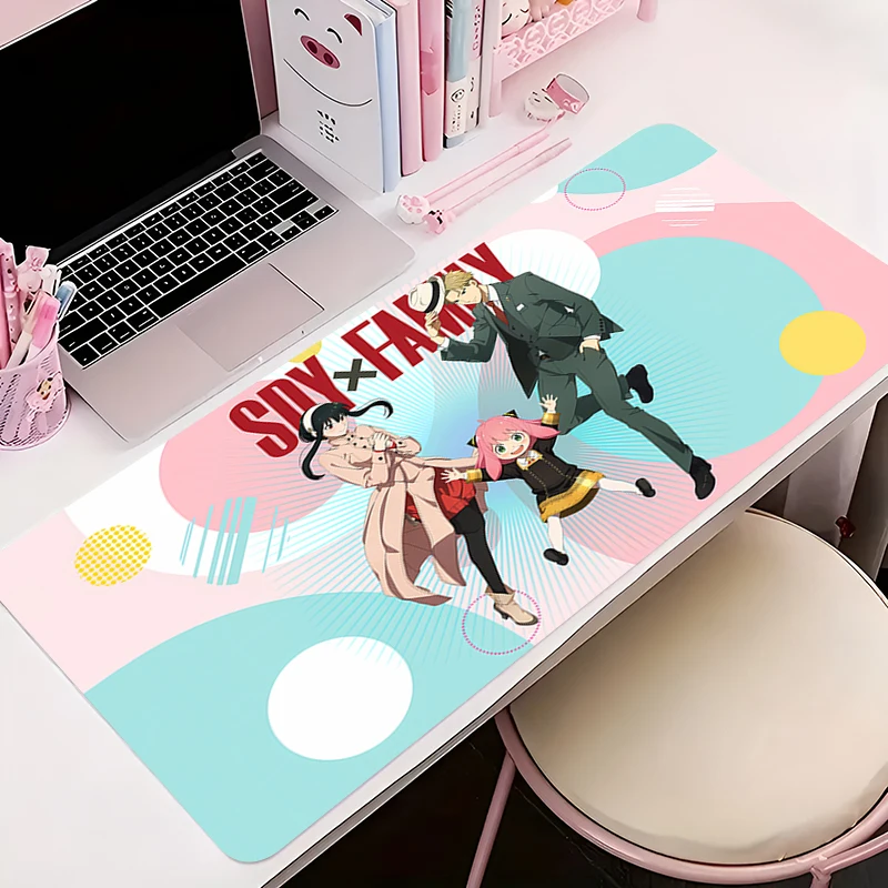 لوحة ماوس ألعاب مضادة للانزلاق أنيمي حصيرة مكتبية ملحقات ألعاب الكمبيوتر اللوحي وسادة كبيرة S-spy X Family HD Mousepad ممتدة لوحة المفاتيح حصيرة