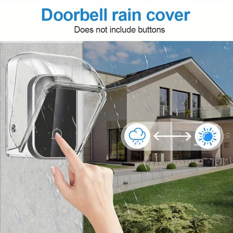 1Pc Wireless Doorbell Cover Outdoor Waterproof Call Cover Transparent Door Protector Dustproof Ring Bell Button Rain Cover