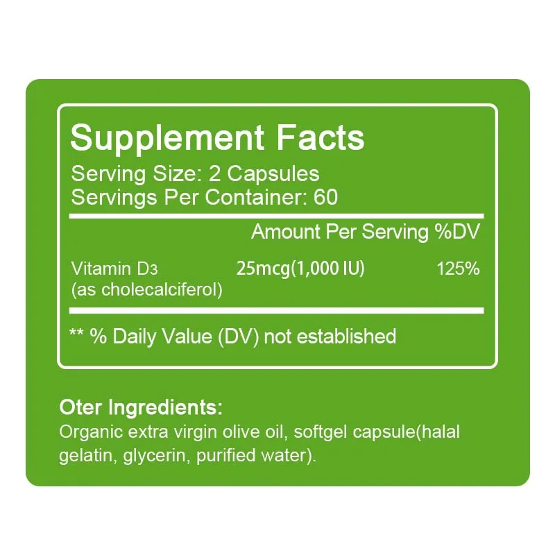 Mulittea Vitamin D3 Capsules High Potency Helps Muscle Nerve Health support bone density teeth and skin heart health