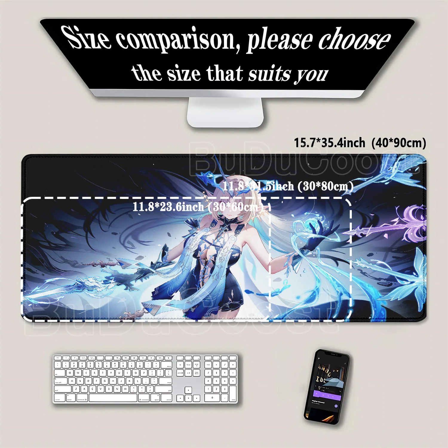 Cartethyia Wuthering Waves Tapete de mouse de borracha Jogo Laptop Grande Kawaii Tapete de mouse antiderrapante Acessórios para escritórios de jogos Tapete de mesa