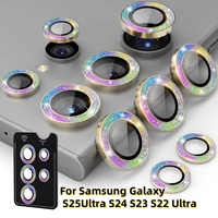 For Samsung Galaxy S25 Ultra S24 S23 Ultra Camera Lens Protector Glitter Bling Individual Aluminium Alloy Ring with align board