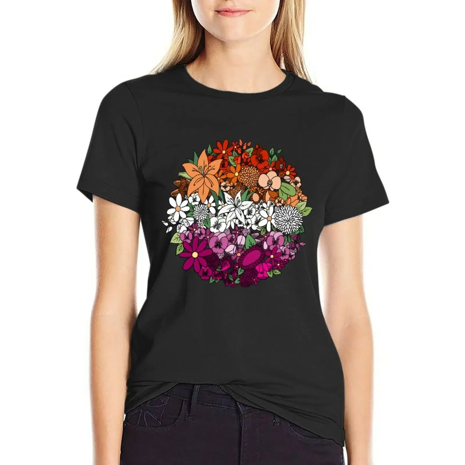 

Lesbian Pride Flowers T-Shirt customs shirts graphic tees aesthetic clothes womans clothing