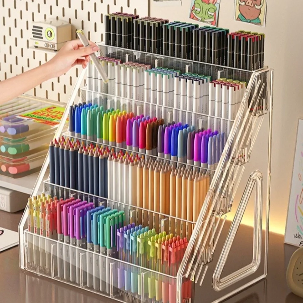 3/4/5 Layers Watercolor Pencil Storage Rack Acrylic Partition Nail Polish Display Organizer Space-Saving Clear