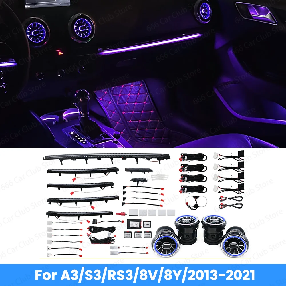 

Audi A3 S3 RS3 8V 8Y 2013-2018 30 Colors Ambient Interior Light Kit LED Door Jammer Car Interior Lighting for MQB Platform