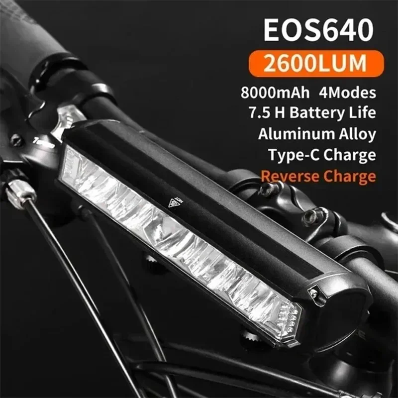 Bicycle Headlight Mountain Bike Front Light 2600 Lumen USB Charging Strong Lamp Long-range Riding Light Aluminum Alloy LED