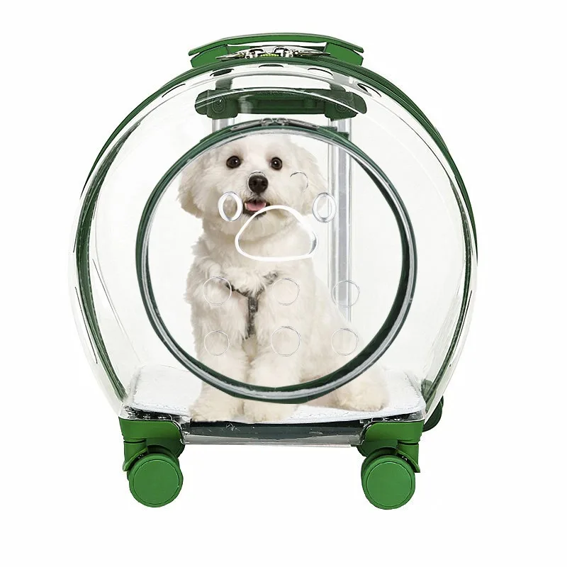 

Transparent Acrylic Pet Carrier Waterproof Handheld Space Capsule Cat Dog Bag Rolling Travel Luggage with Wheels Airline