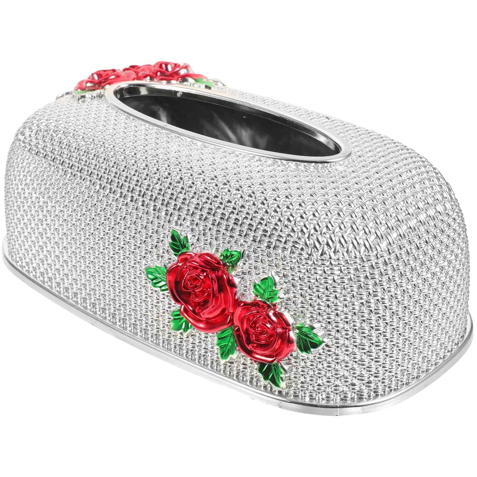 

Rose Pattern Tissue Box Holder Premium Plastic Desktop Tissue Storage Case for Home Office Living Room Decorative Napkin Box