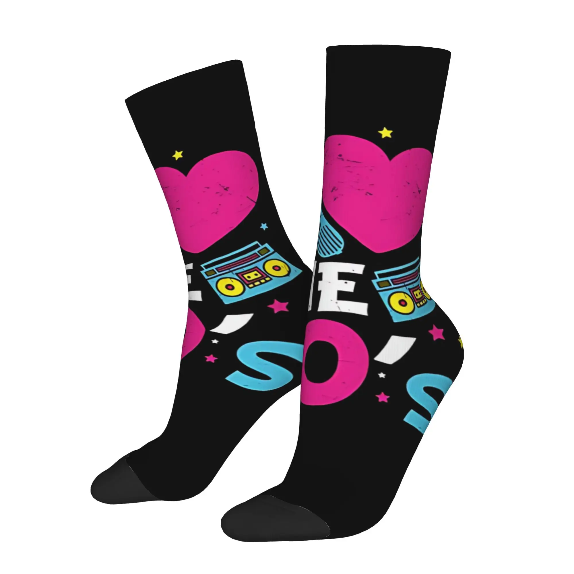 1 Pair Hip Hop Vintage I Love The 90s Heart Crazy Men's Sock Back To 90s Harajuku Seamless Printed Funny Sock