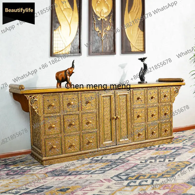 

Furniture Thai entrance TV cabinet Living room Bedroom Thai solid wood cabinet Antique floor cabinet corridor c139