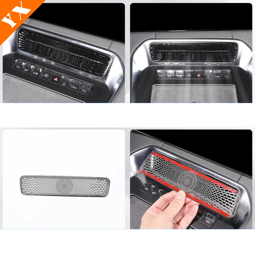 For Denza N9 2025 2026 accessories Stainless Black Car Central Air Conditioning Vent Cover,Car Central Decorative Air Vent Cover 5