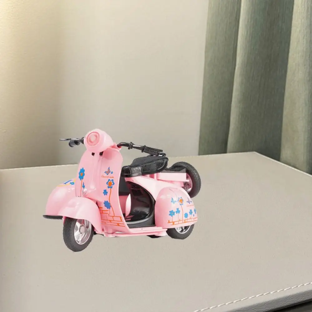 Trójkołowy motocykl z napędem pull-back, symulacja, elektryczny motocykl ze stopu, zabawka, mini kolekcja, miniaturowy model samochodu.