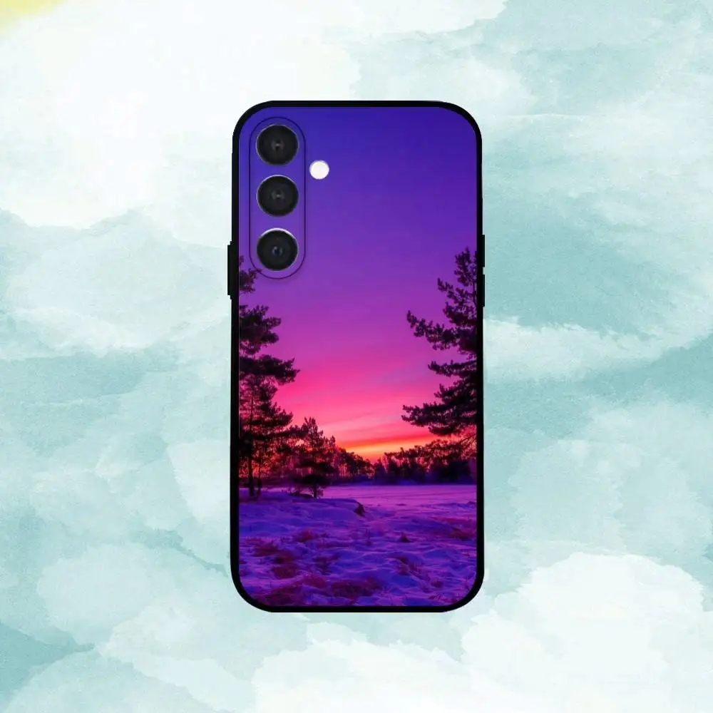 Capa de telefone S-Sunset para Samsung A73,72,71,53,52,51,22,91,80, capa preta macia
