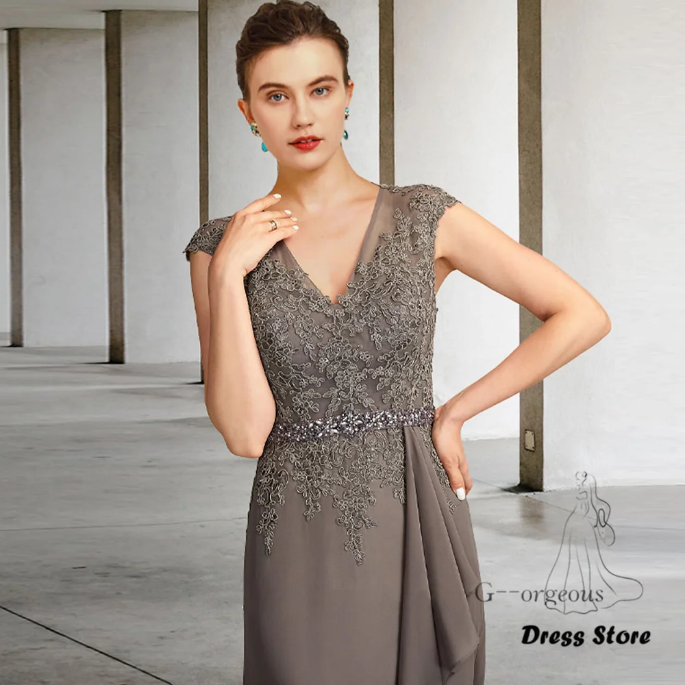 Exquisite Mother of the Bride Dresses 2023 Applique Bead Long Wedding Guest Gowns Chiffon Elegant Dress Women For Wedding Party