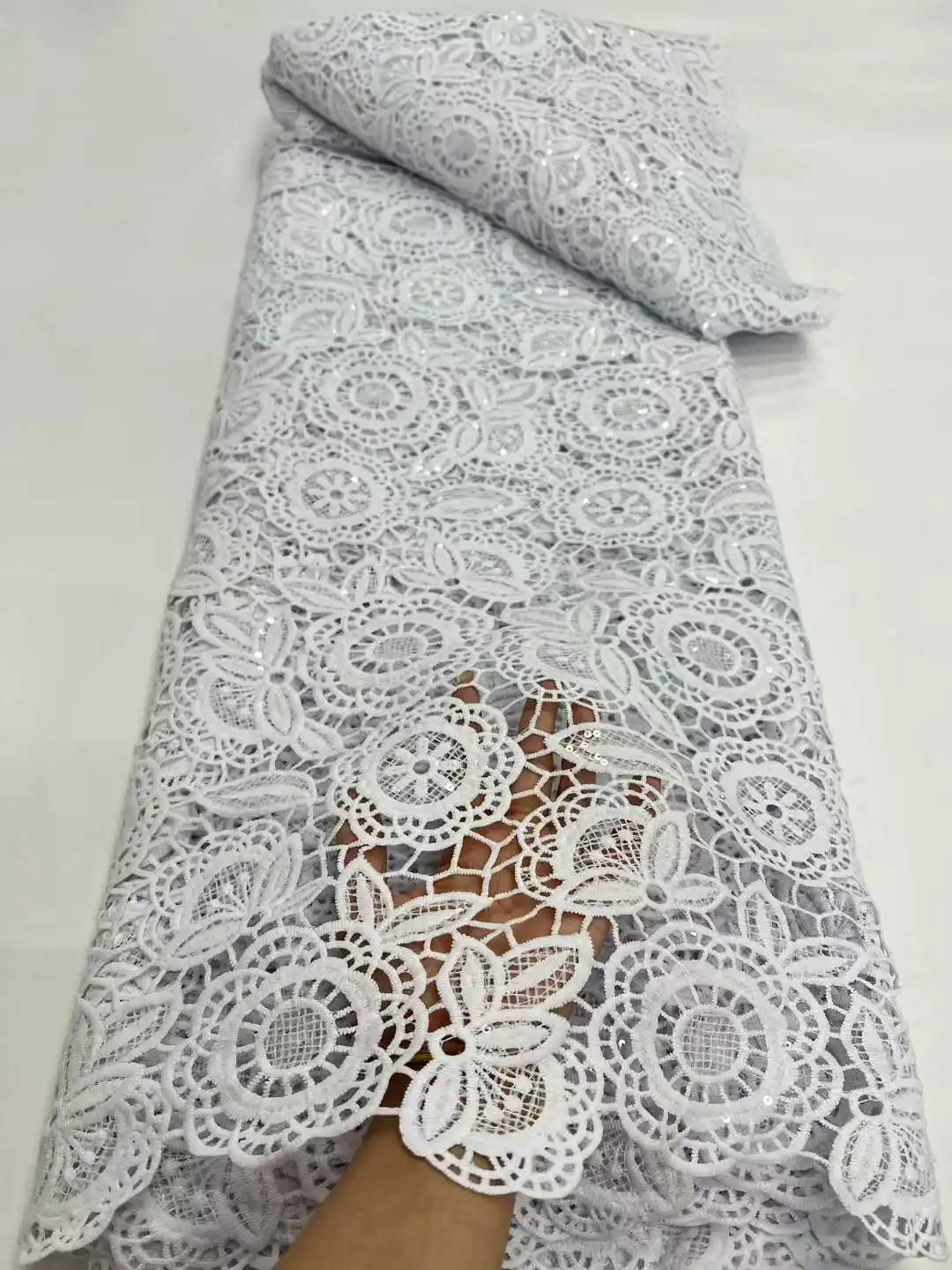 High Quality African French Tulle Lace Fabric Embroidery for Wedding Nigerian Bridal Groom Suit